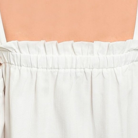 Ruffle Button Detail Cotton Cut Out Shoulder Top - Picture 4 of 8